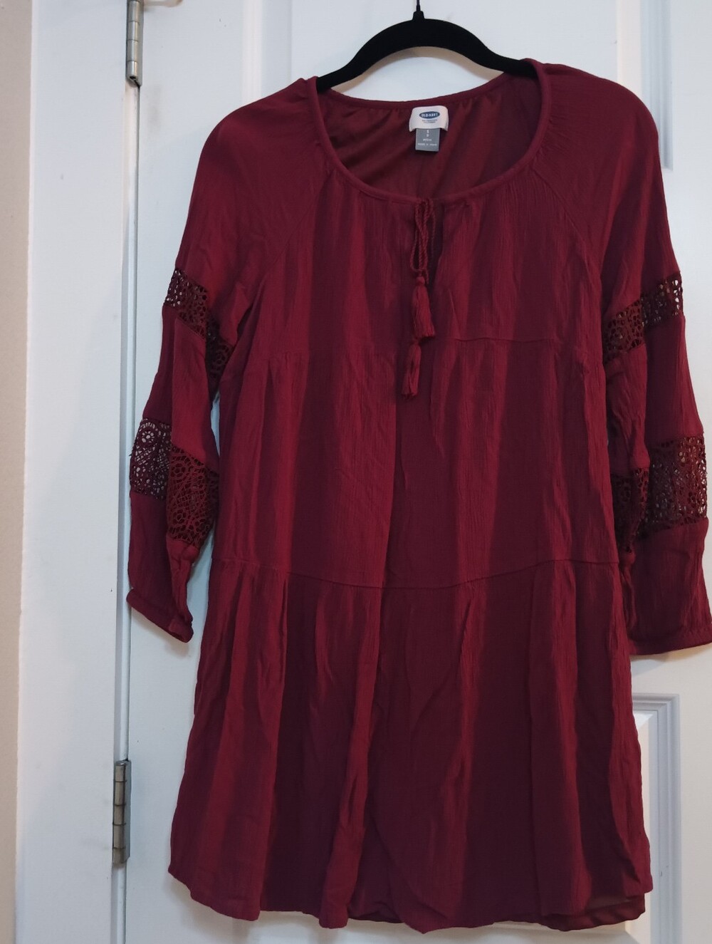 Old Navy Burgundy Tassel Peasant Tunic